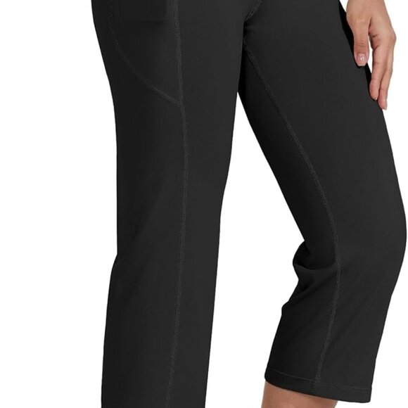 Moisture-Wicking Women's Black Yoga Capris | Straight Leg 21" | Size XL - Picture 1 of 8